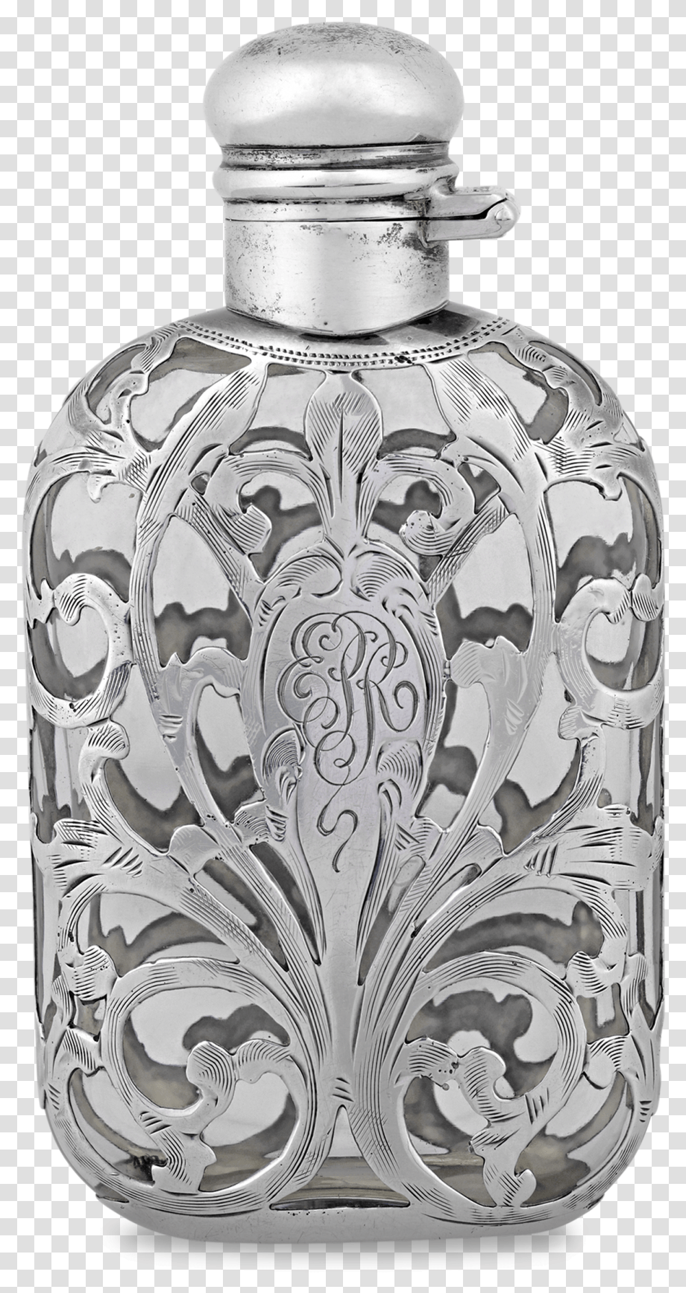 Sterling Silver Perfume Bottle, Floral Design, Pattern Transparent Png