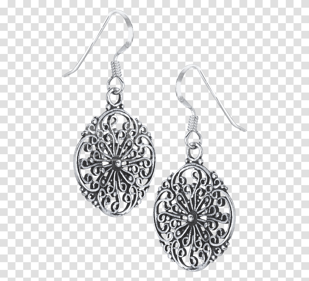 Sterling Silver Scrollwork Flower Earrings Earrings, Accessories, Accessory, Jewelry Transparent Png