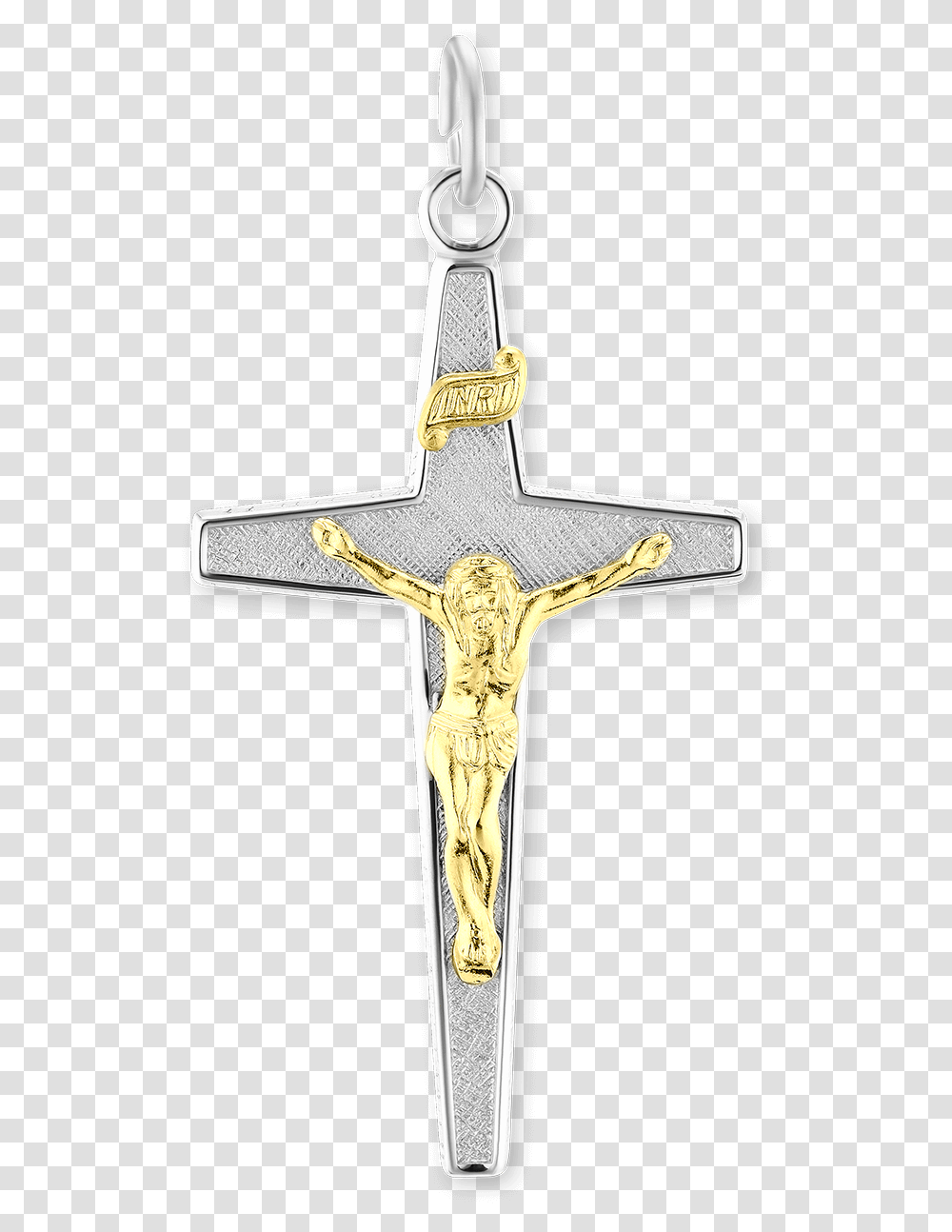Sterling Silver Two Tone Crucifix, Cross Transparent Png