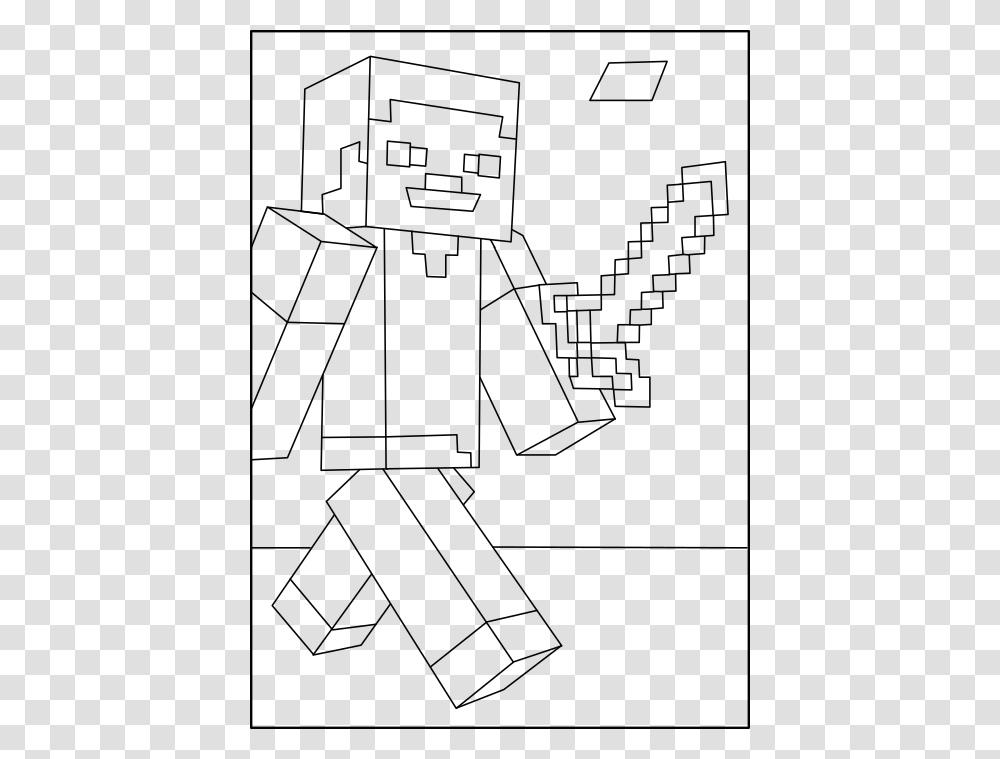 Steve Coloring Book Minecraft, Gray, World Of Warcraft Transparent Png