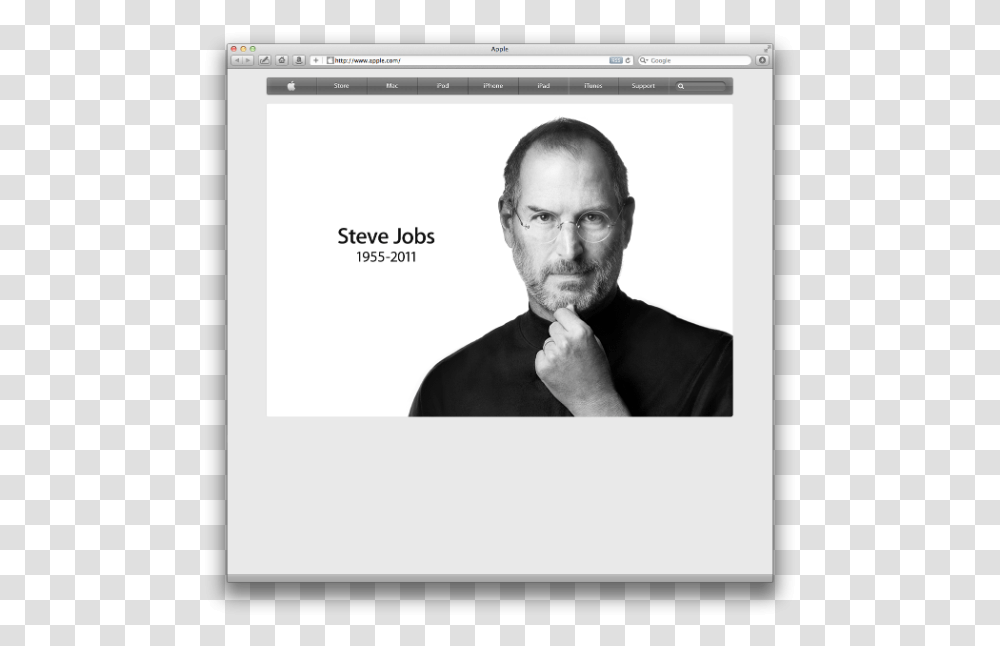 Steve Jobs On Apple Homepage Famous It Personalities Of Computer, Face, Head, Monitor, Screen Transparent Png