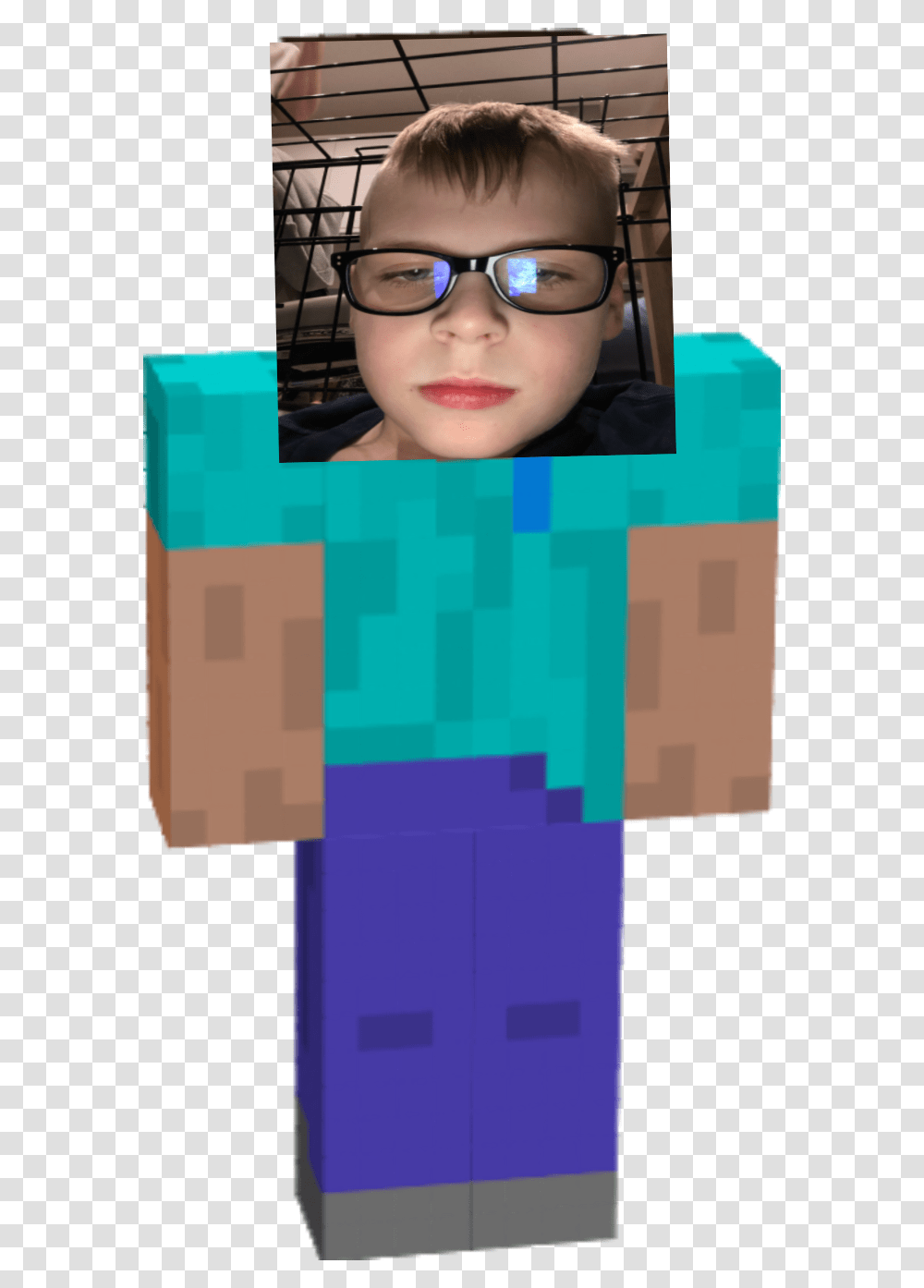Steve Minecraft Meme Noob Original De Minecraft, Person, Glasses, Face, Head Transparent Png