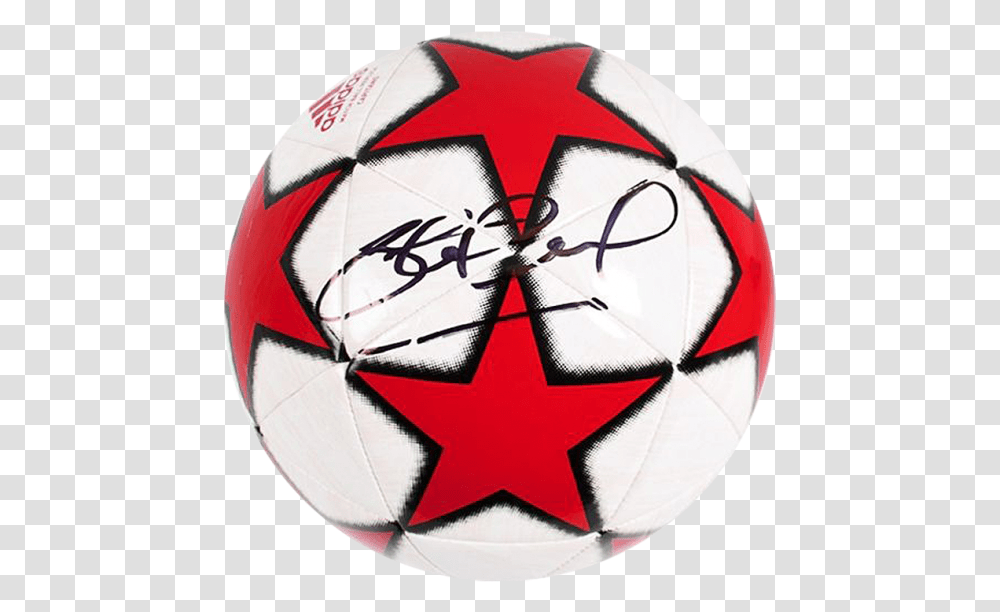 Steven Gerrard Signed Red & White Uefa Champions League Football For Soccer, Soccer Ball, Team Sport, Sports, Star Symbol Transparent Png