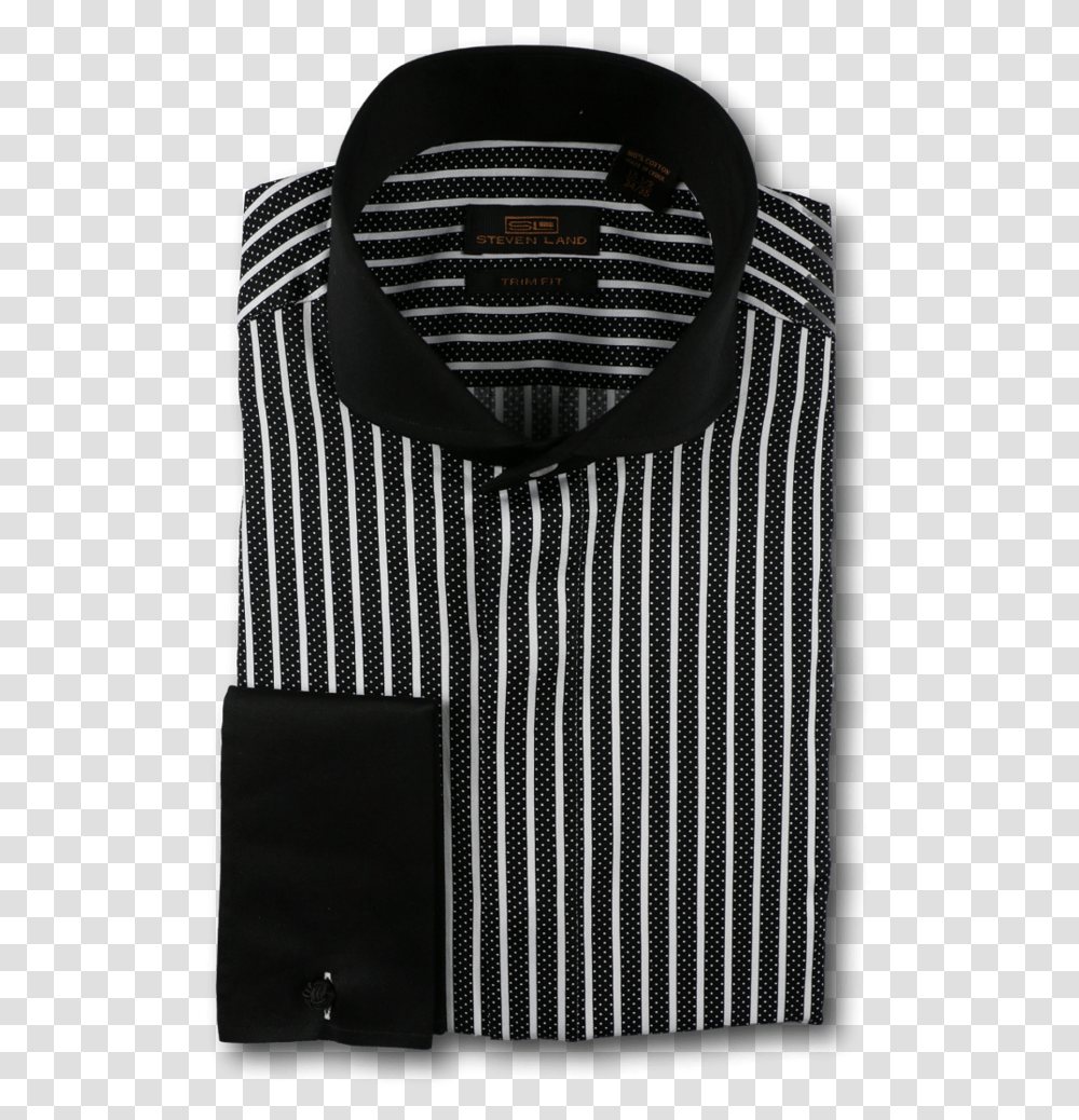 Steven Land Mens Black White Stripe Design Black Collar Pocket, Apparel, Shirt, Dress Shirt Transparent Png