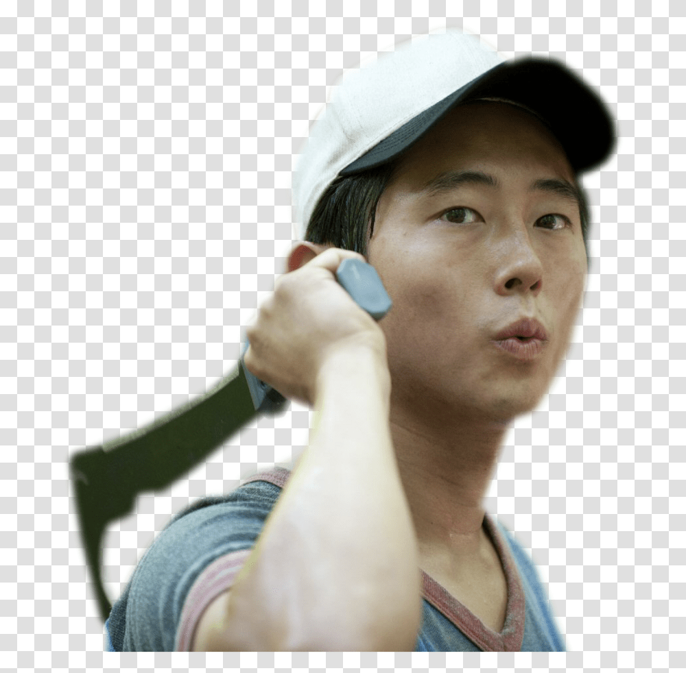 Steven Yeun Walking Dead Season, Person, Finger, Hat Transparent Png