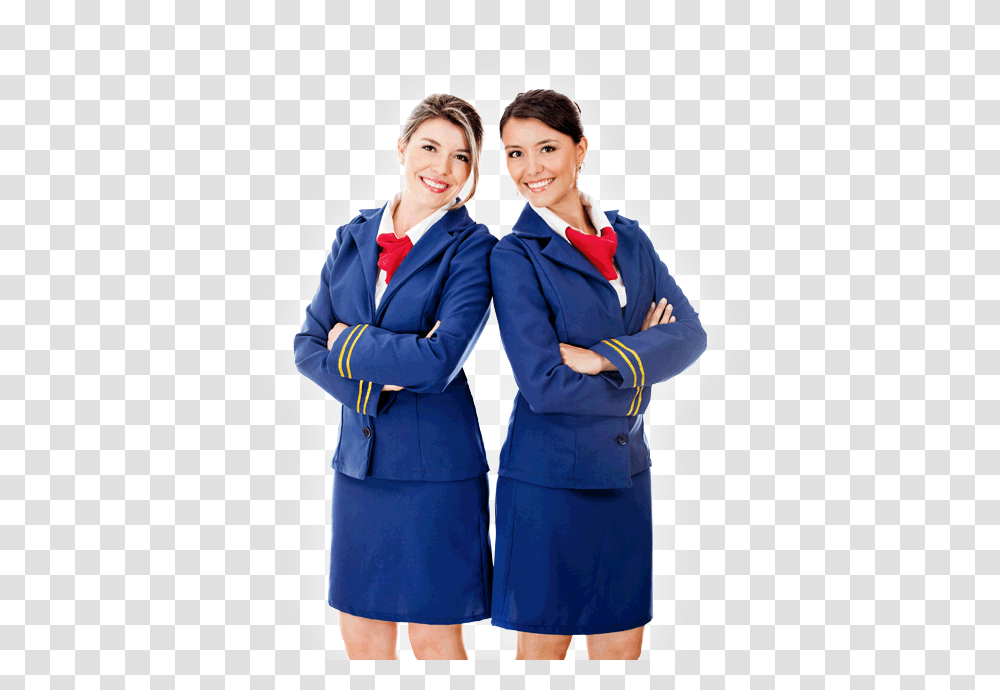 Stewardess Flight Attendant Blue Uniform, Female, Person, Suit, Overcoat Transparent Png