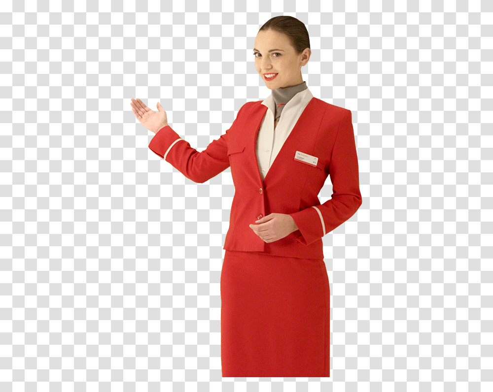 Stewardess, Person, Suit, Overcoat Transparent Png