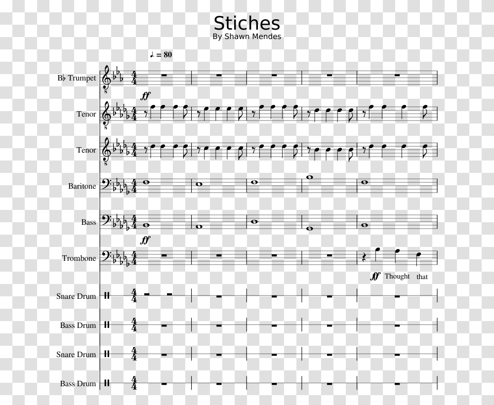 Stiches Sheet Music 1 Of 31 Pages Trombone Sheet Music Shape Of You, Gray, World Of Warcraft Transparent Png