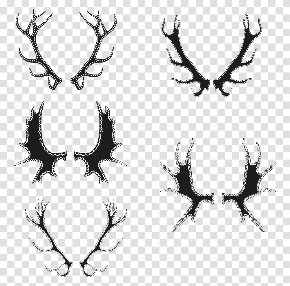 Stick Figure Hand Drawn Antler Black Silhouette White Antlers Cartoon Transparent Png