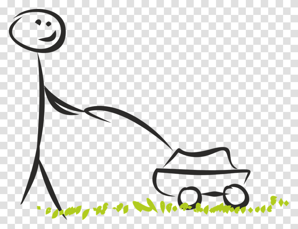 Stick Figure Mowing Lawn, Lawn Mower, Tool, Animal, Mammal Transparent Png