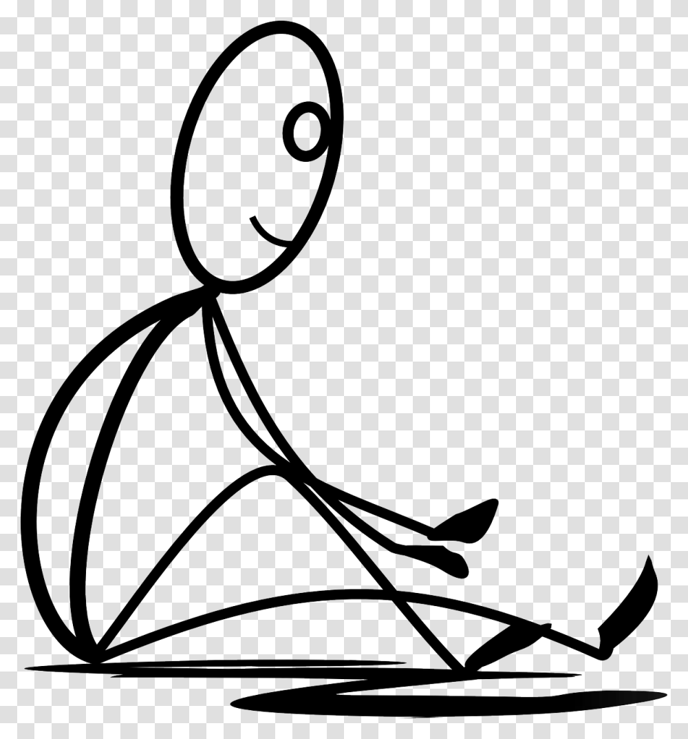 Stick Figure Sitting Down, Stencil, Silhouette, Drawing Transparent Png