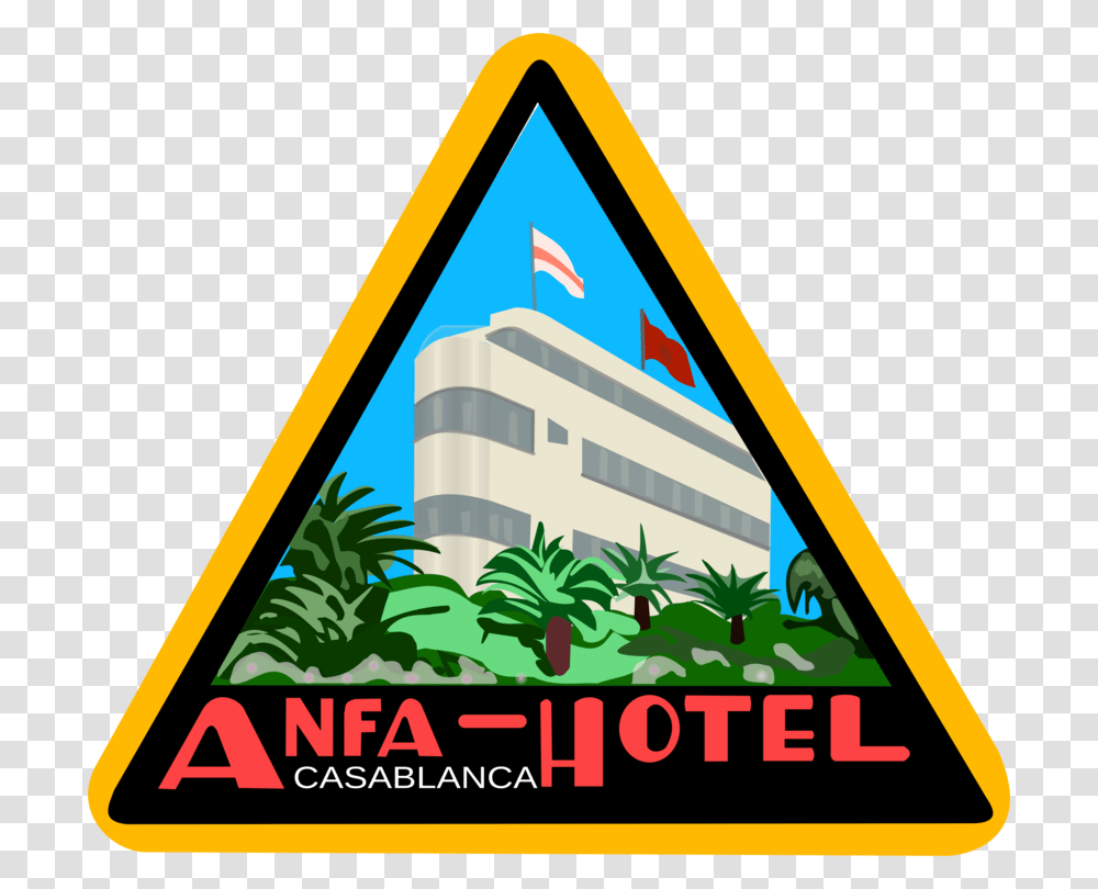 Sticker Casablanca Hotel Label Advertising, Triangle, Sign, Road Sign Transparent Png