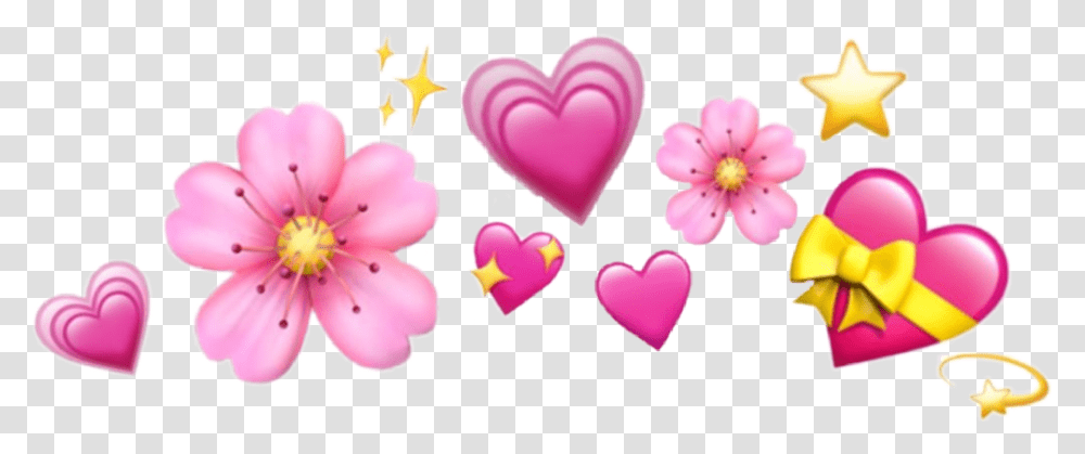 Sticker Crown Emoji Emoticon Pink Whatsapp Heart Flower Heart Emoji Crown, Plant, Blossom Transparent Png