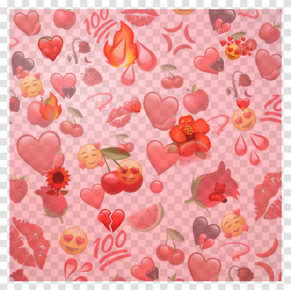 Sticker Emoji Red Iphone Hearts Kiss Emojis Wallpaper, Floral Design, Pattern, Rug Transparent Png