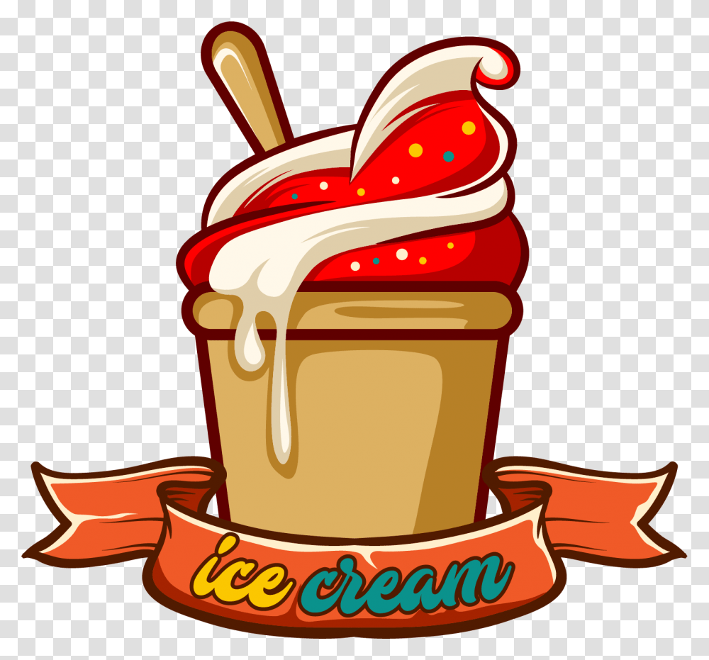 Sticker Ice Cream Cup, Dessert, Food, Creme, Label Transparent Png