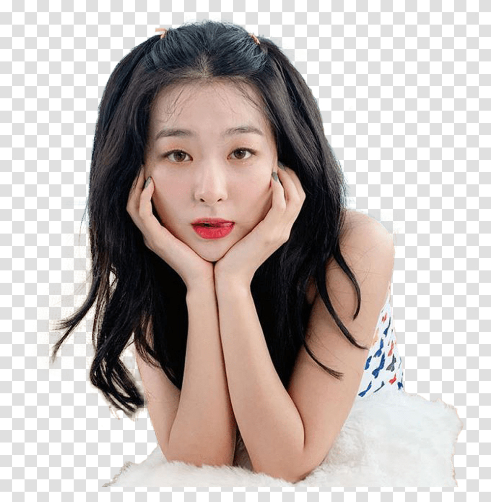 Sticker Kikoojap Kpop Red Velvet Seulgi Coussin Ecoute Cute Seulgi Red Velvet, Person, Female, Evening Dress Transparent Png