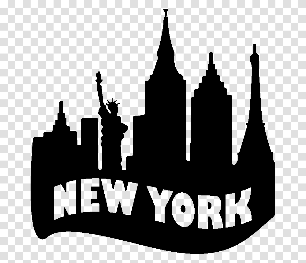 Sticker New York Skyline Texte Ambiance Sticker Kc2304 Stickers New York, Crown, Jewelry, Accessories, Accessory Transparent Png