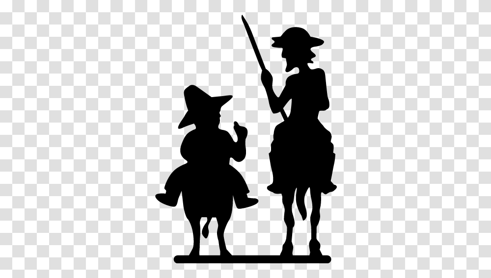 Sticker Of Don Quixote And Sancho, Silhouette, Person, Human, Stencil Transparent Png