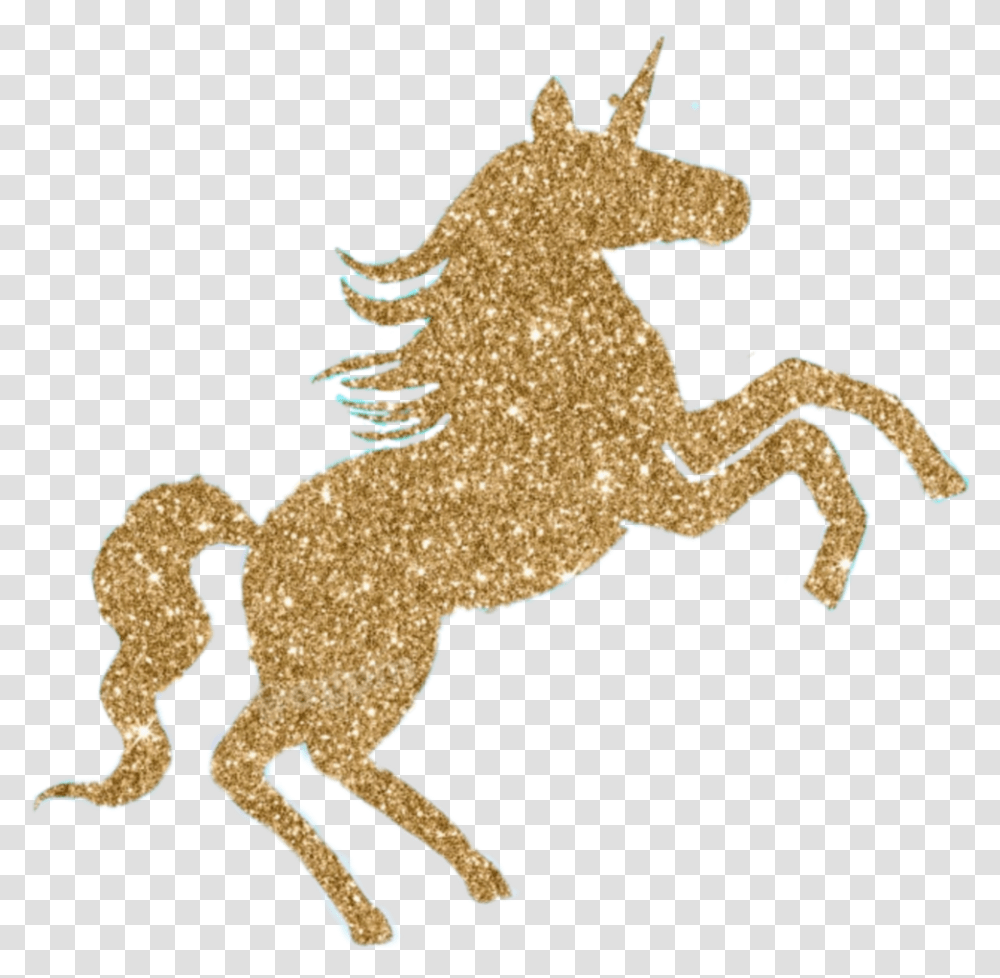 Sticker Unicorn Glitter Gold Beautiful Gold Glitter Golden Unicorn, Mammal, Animal, Horse, Colt Horse Transparent Png