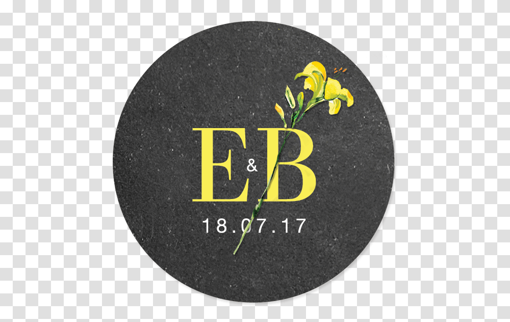 Sticker With Your Logo And A Yellow Flower Circle, Text, Rug, Label, Alphabet Transparent Png