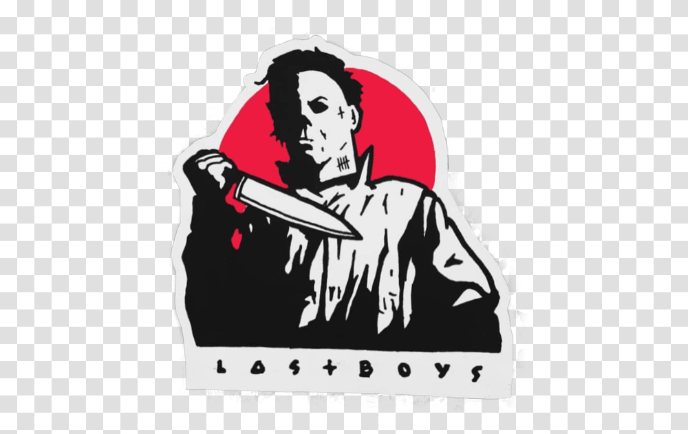 Stickergang Lost Boys Michael Myers Knife Serial Knife Michael Myers, Person, Poster, Weapon Transparent Png