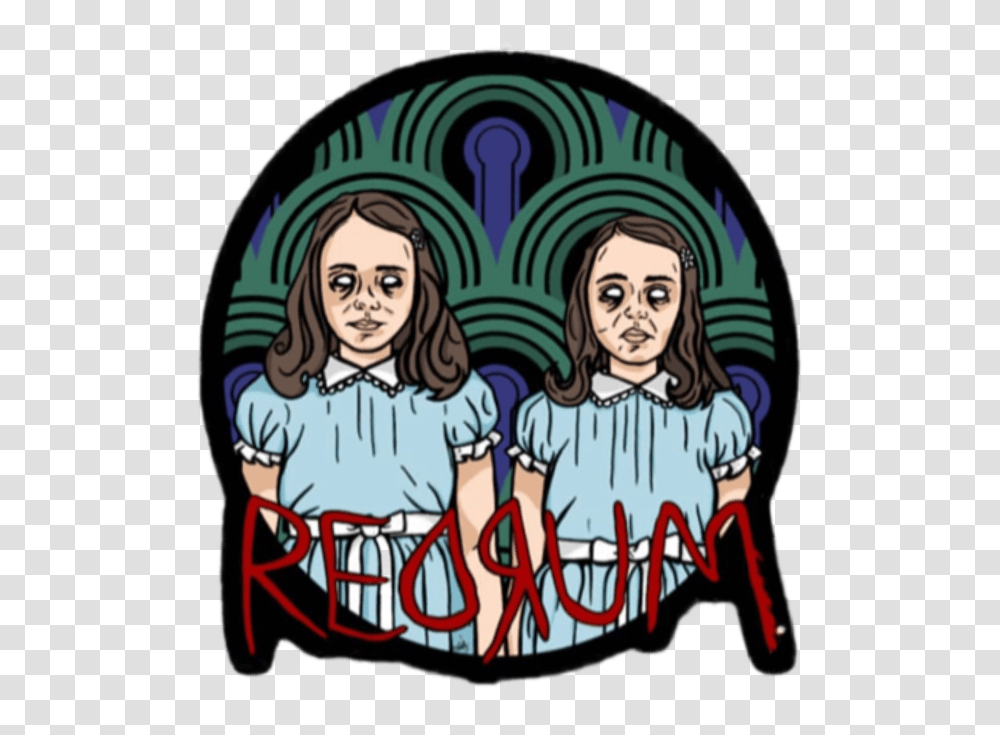 Stickergang Redrum The Shining Creepy Twins Axe Cartoon, Person, Poster, Female, Girl Transparent Png