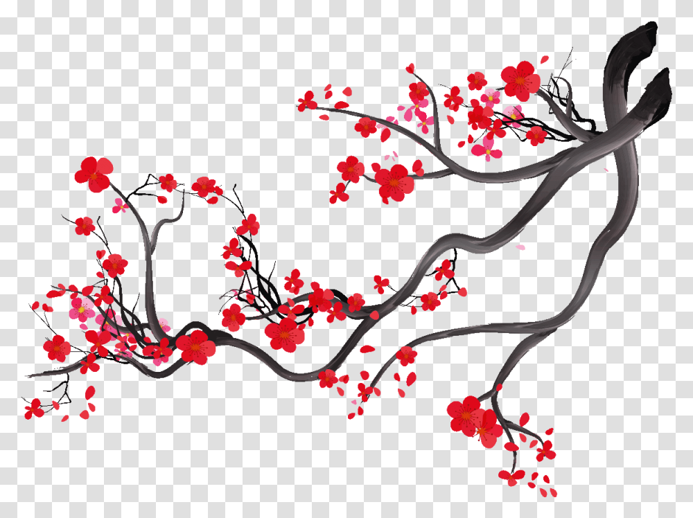 Stickers Branche De Cerisier Japonais, Plant, Flower, Blossom, Cherry Blossom Transparent Png