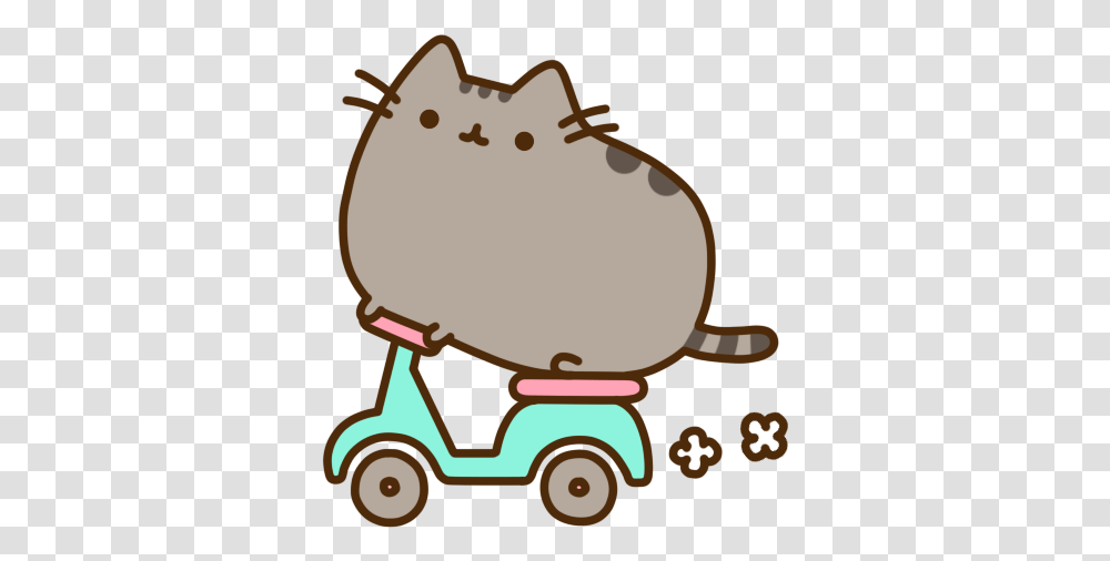 Stickers De Facebook Pusheen Pusheen On A Scooter, Lawn Mower, Tool, Animal, Birthday Cake Transparent Png