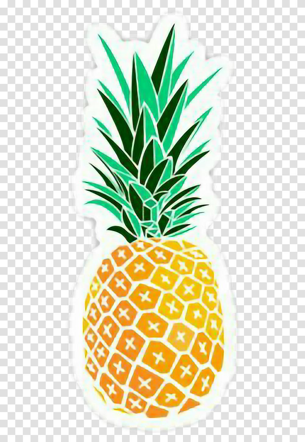 Stickers Tumblr Cute Fruit Yellow Gregreen Ananas Black And White Pineapple, Plant, Food Transparent Png