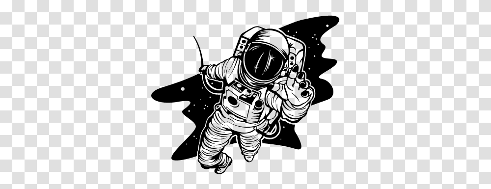 Stickers Tumblr En Blanco Y Negro On Log Wall Illustration Astronaut, Gray, World Of Warcraft Transparent Png