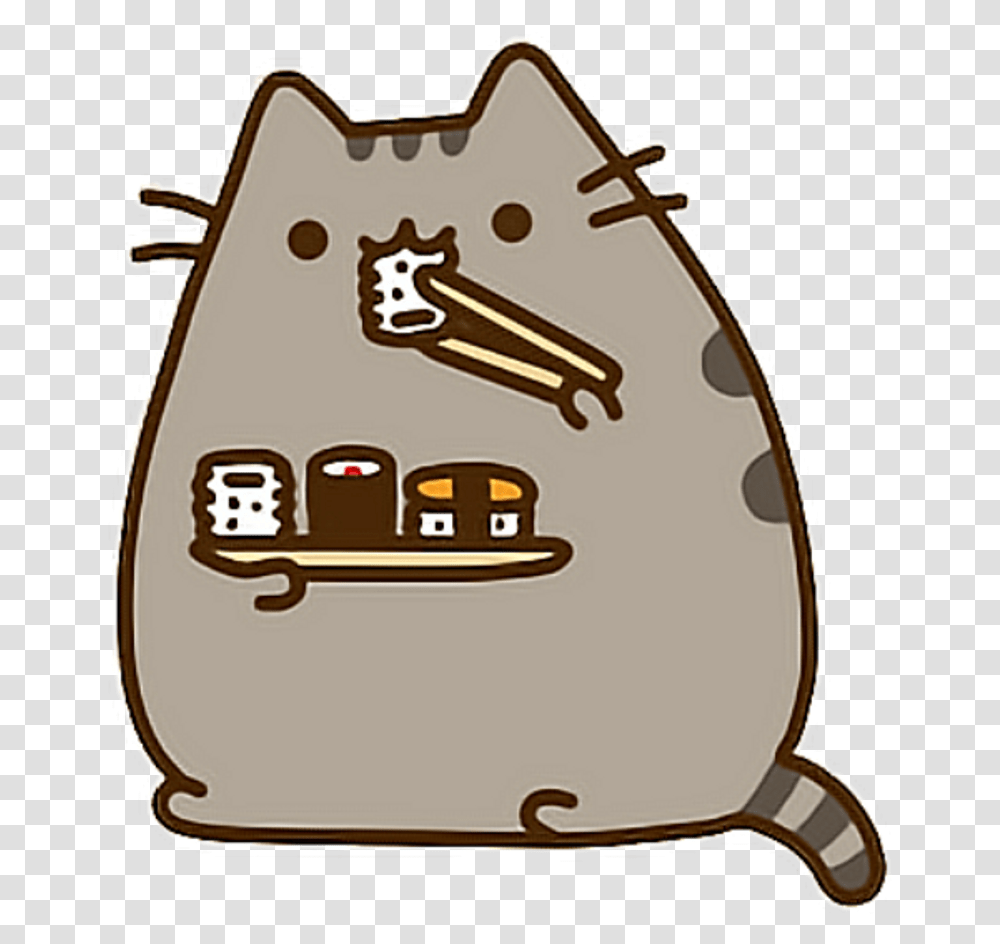 Stickproject Pusheen Sushi Kawaii Cute Freetoedit Pusheen Cat Eating Sushi, Armor, Shield Transparent Png