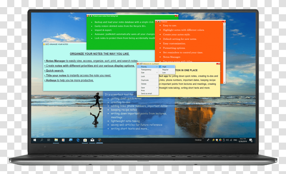 Sticky Notes With Different Priorities Windows 7 Sticky Note, Pc, Computer, Electronics, Monitor Transparent Png