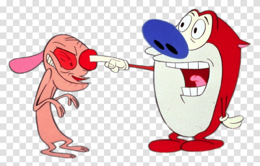Stimpy Poking Rens Eye Cartoon, Animal, Invertebrate, Insect, Meal Transparent Png