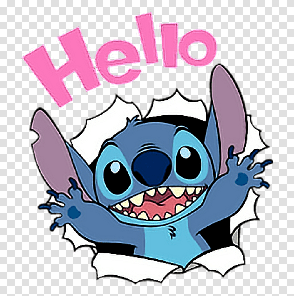 Stitch Disney Hello Cute Liloandstich Freetoedit Clipart Cute Lilo Amp Stitch, Sea Life, Animal, Label Transparent Png