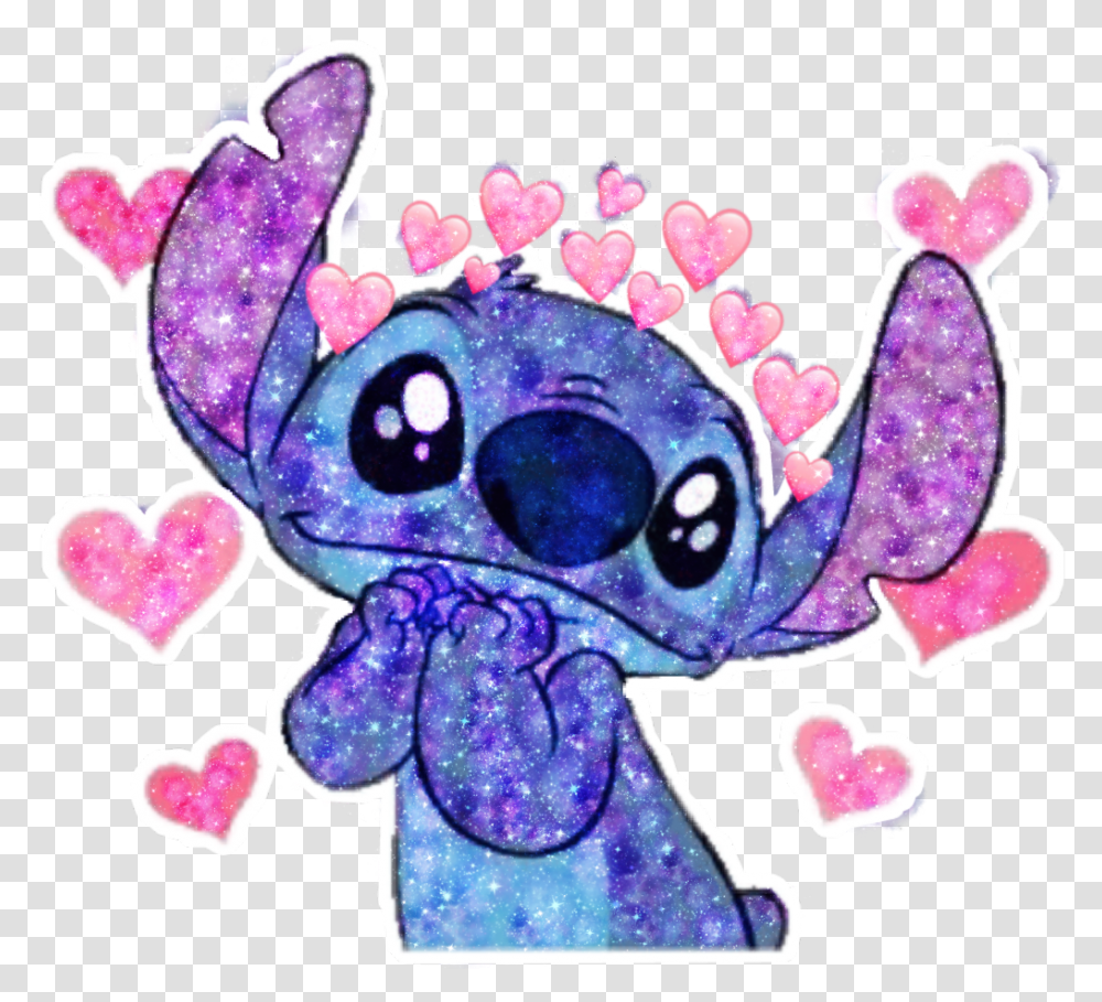 Stitch Heartcrown Love Cute Kawaii Heart Hearts Miss You Already Gif, Purple, Sea Life, Animal, Outdoors Transparent Png