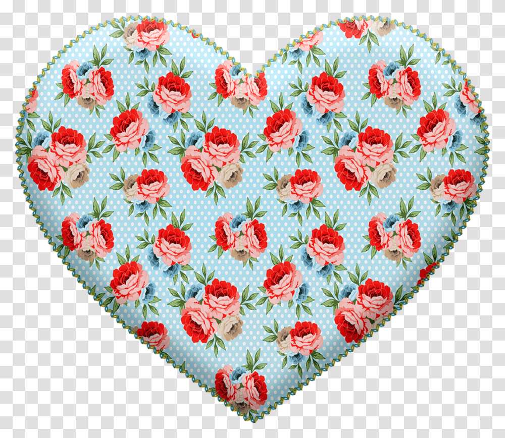 Stitched Heart Floral Heart Handmade Needlework Garden Roses Transparent Png