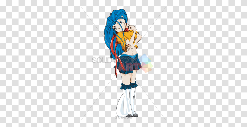 Stock Illustration Of Anime Character Blue Haired Girl Checking Pulse, Costume, Person, Manga, Comics Transparent Png
