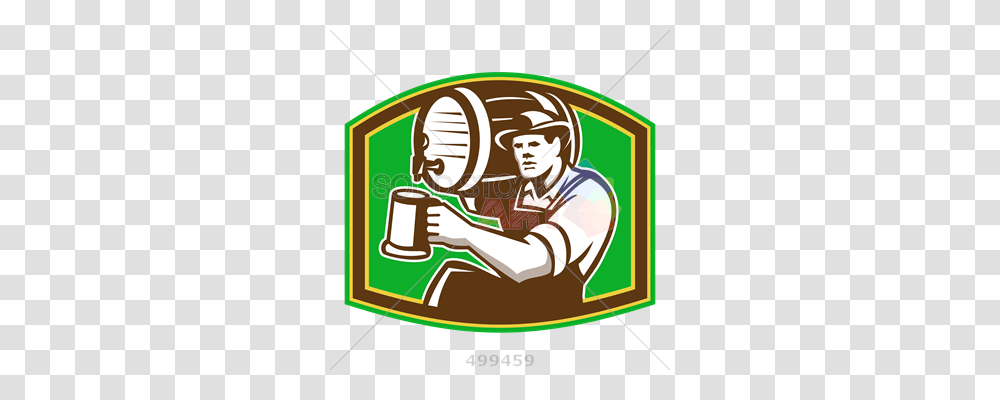 Stock Illustration Of Green And Brown Logo With A Man Holding Beer, Poster, Person, Label Transparent Png