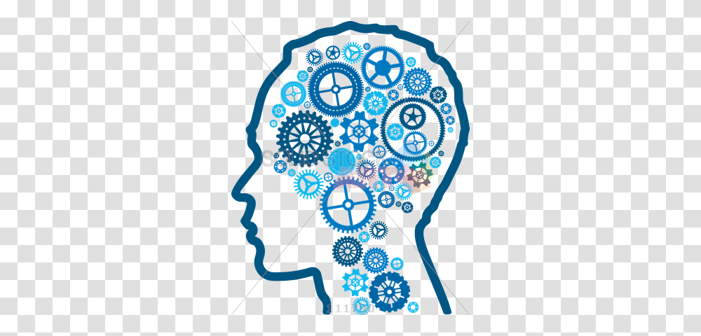 Stock Illustration Of Human Mind Represented With Gears And Cogs, Machine, Pattern, Rug Transparent Png