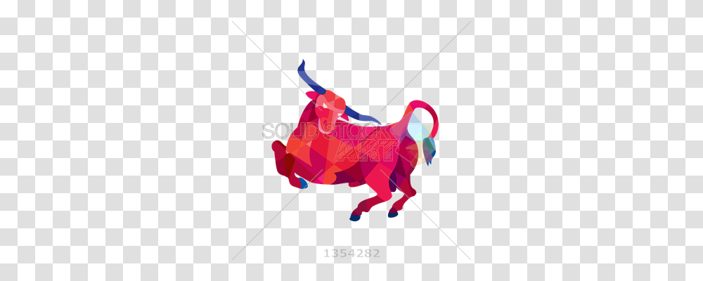 Stock Illustration Of Red Geometric Shape Longhorn Bull Prancing, Bow, Animal, Insect, Invertebrate Transparent Png