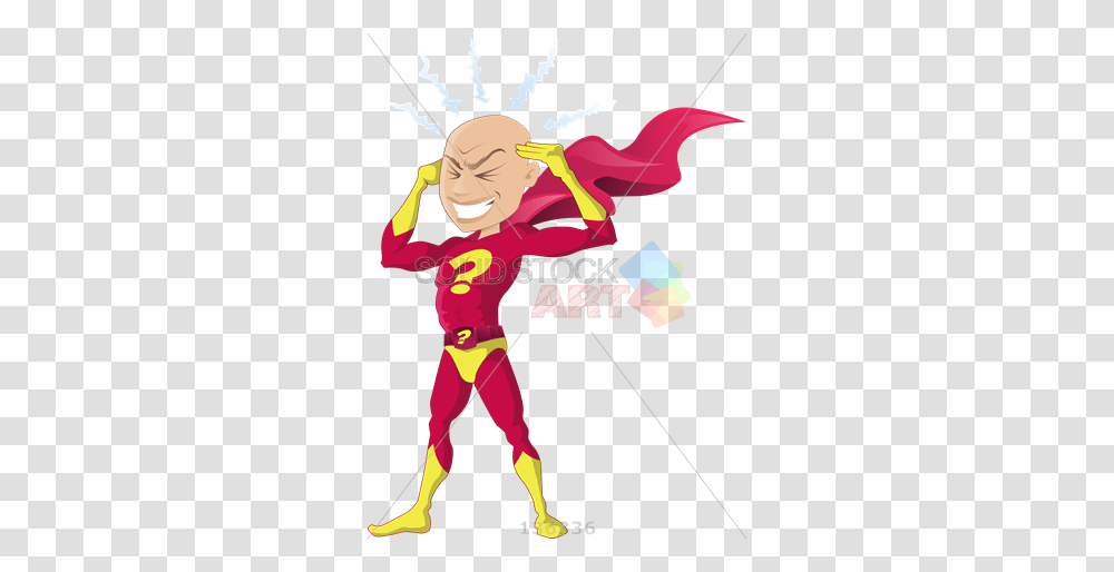 Stock Illustration Of Super Thinker Superhero With Red Cape Puts, Person, Sport, People, Poster Transparent Png