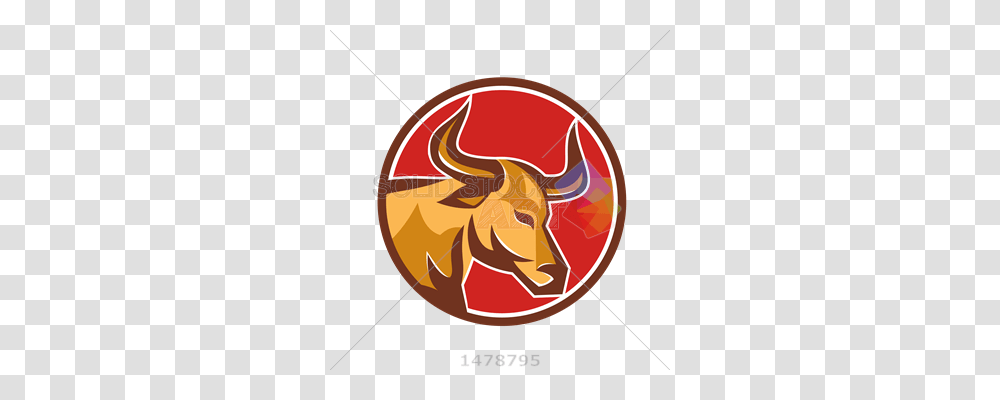 Stock Illustration Of Vector Cartoon Orange Texas Longhorn Bull, Animal, Mammal, Wildlife Transparent Png