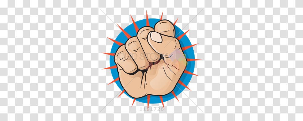 Stock Illustration Of Vector Punching Fist Pop Art On Red Sunburst, Hand Transparent Png