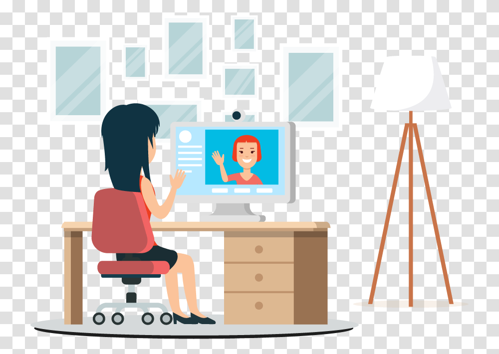 Stock Illustration, Sitting, Person, Furniture, Monitor Transparent Png