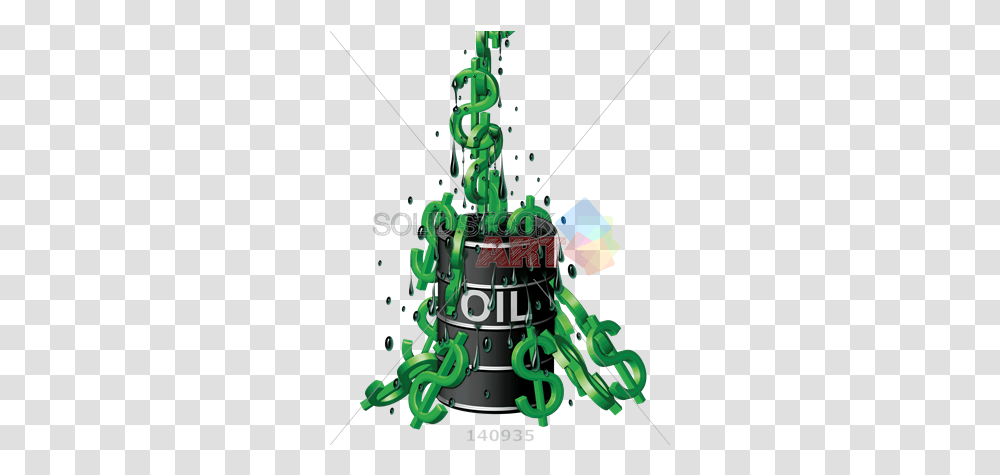 Stock Photo Of Oil Barrel With Green Dollar Signs And Drops Spilling Out Oil Dollar Sign, Graphics, Art, Cake, Dessert Transparent Png