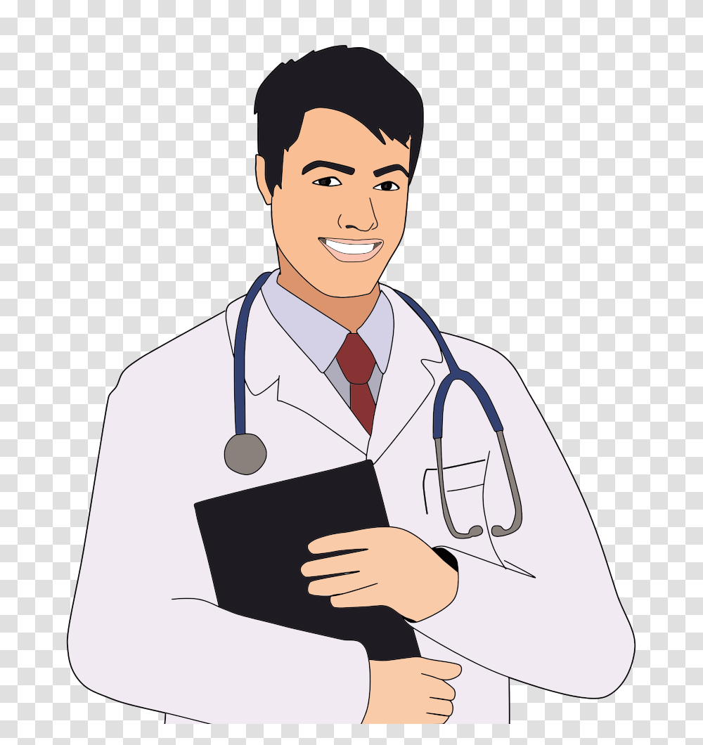 Stock Vector Young Man Social Worker With Old Illustration, Doctor, Person, Lab Coat Transparent Png