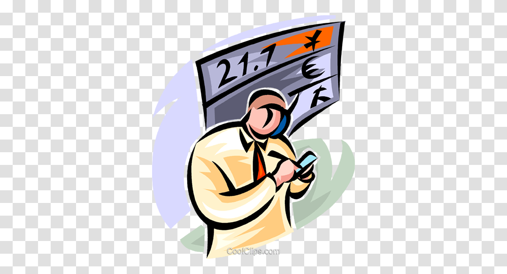 Stockbroker Working The Floor Royalty Free Vector Clip Art, Poster, Advertisement, Kneeling Transparent Png