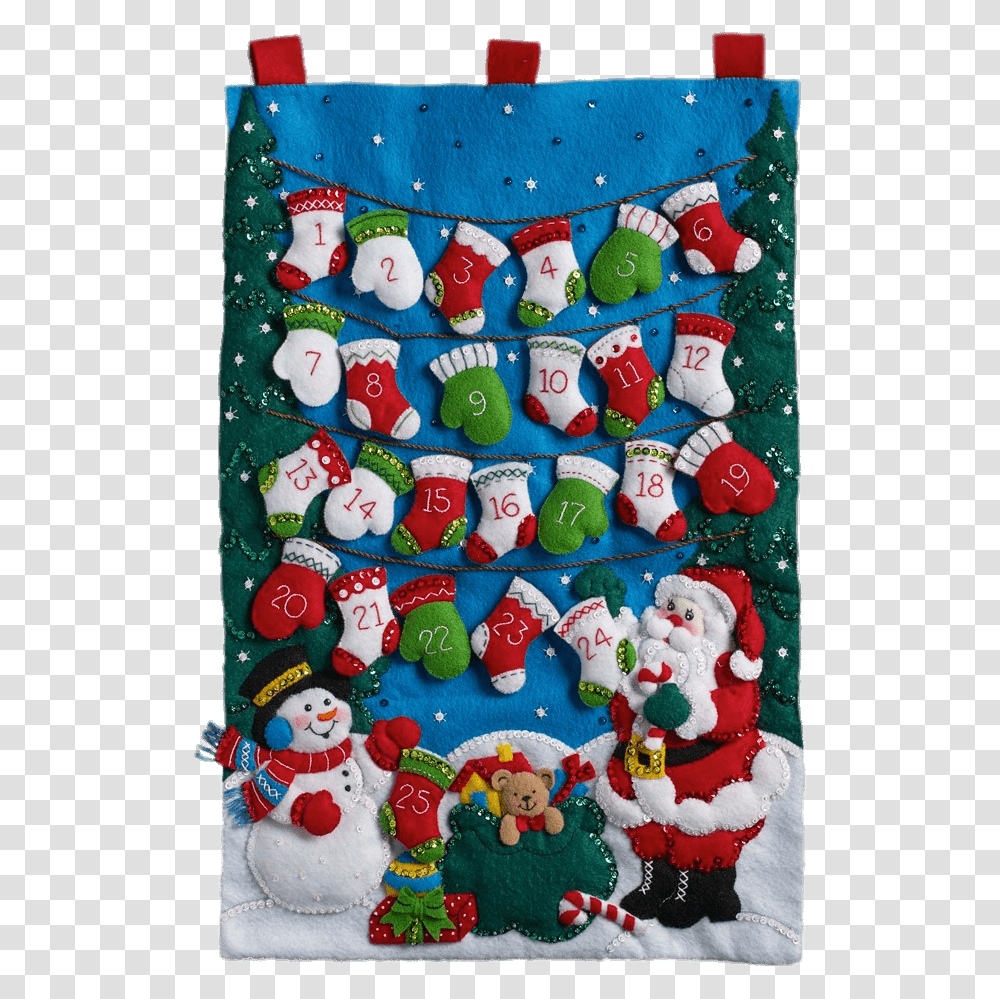 Stockings Advent Calendar Felt Stocking Advent Calendar, Snowman, Winter, Outdoors, Nature Transparent Png