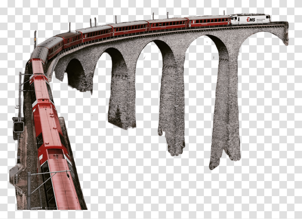 Stone Bridge Train With Bridge, Viaduct, Building, Architecture Transparent Png