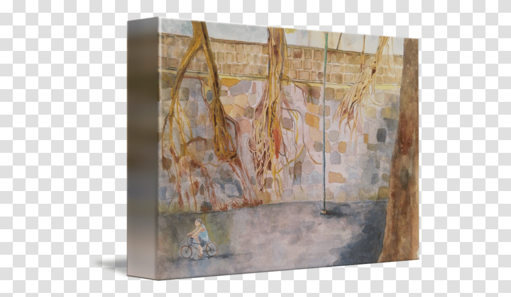 Stone Wall Trees By Frank Ys Yu Modern Art, Painting, Person, Human, Canvas Transparent Png